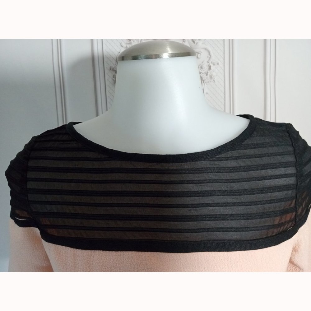 Cache Mesh Sheath Midi Salmon Pink & Black Lined … - image 3